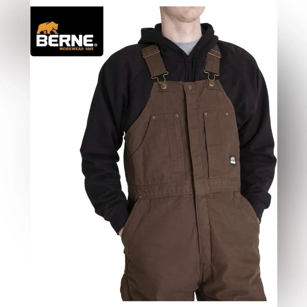 Like New! MOVING! EVYTHNG MUsT GO! Berne Men Insulated Washed Duck Bibs Overall - Picture 11 of 16